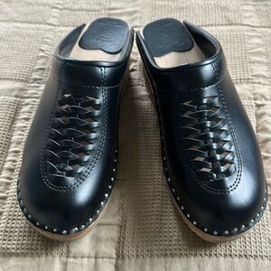 Troentorp black leather braided clogs - size 39